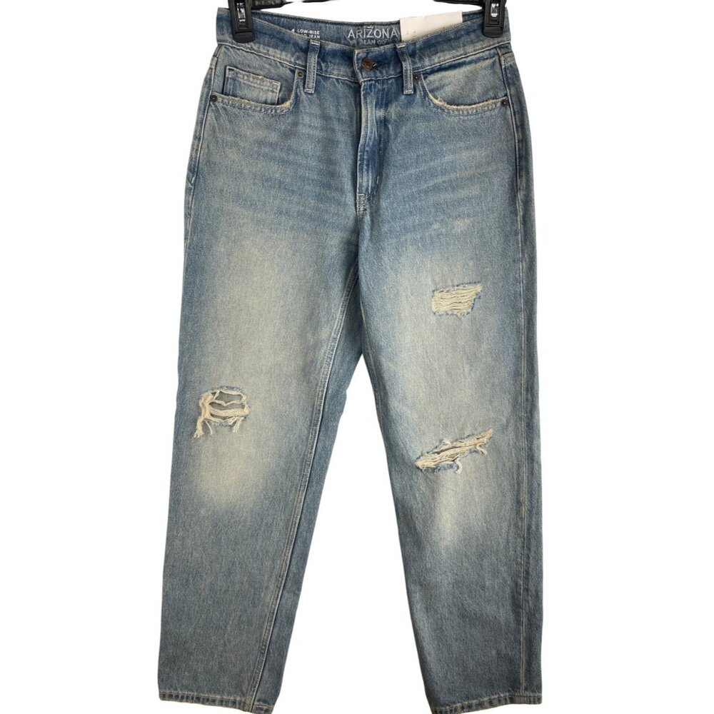 Arizona Jean Co. Womens Size 4 Low-Rise Dad Jeans Light Wash Denim